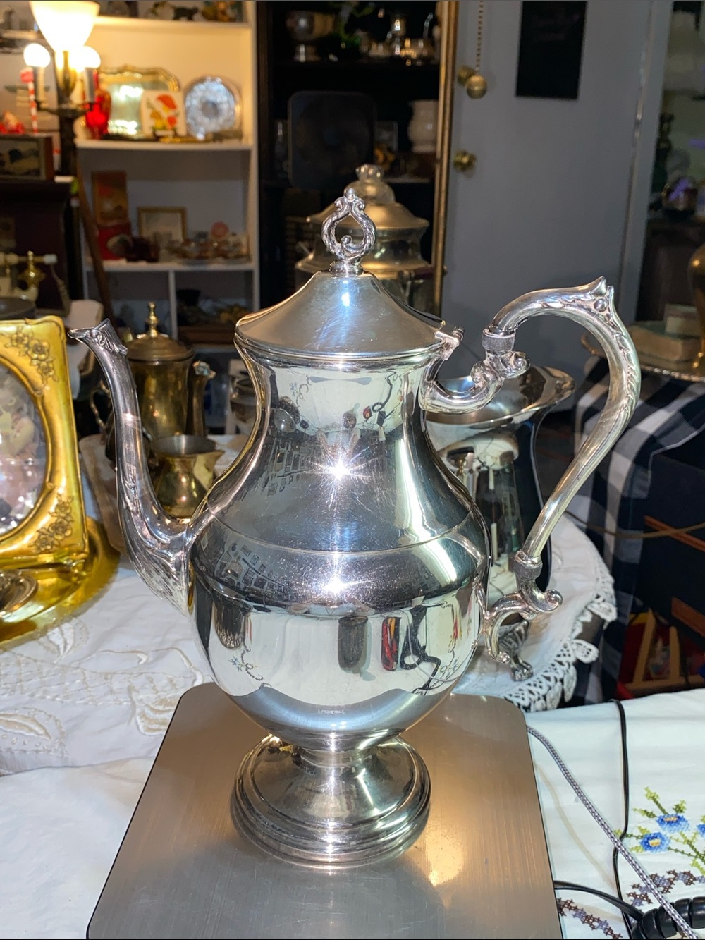 Vintage Pilgrim 11 inches tall, beautiful silver plate coffee pot